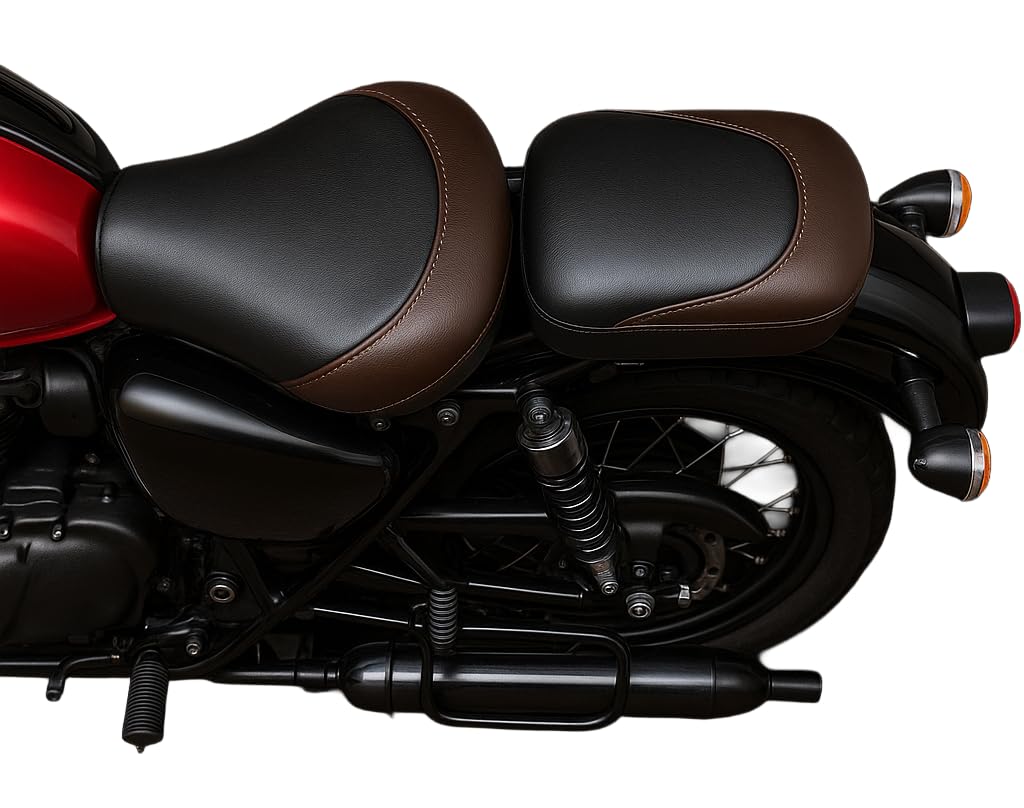 generic IGNITEX Waterproof Cushion Seat Cover for Royal Enfield | Classic 350 | Classic 500 | Desert Storm | Black | Brown-picture-39