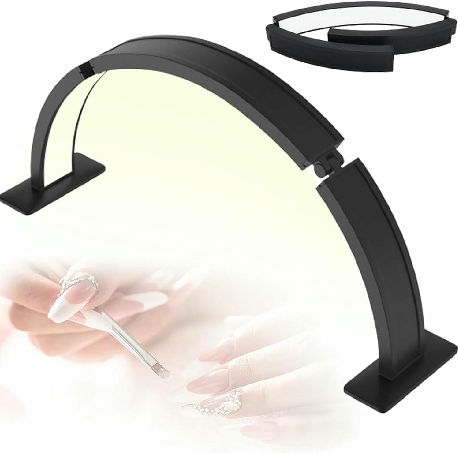 LED Foldable Nail Desk Lamp, 3 Color Modes Nails Desk Tech Light, Manicure Desk Lamp for Eyelash Extensions, Tattoo,Crafts