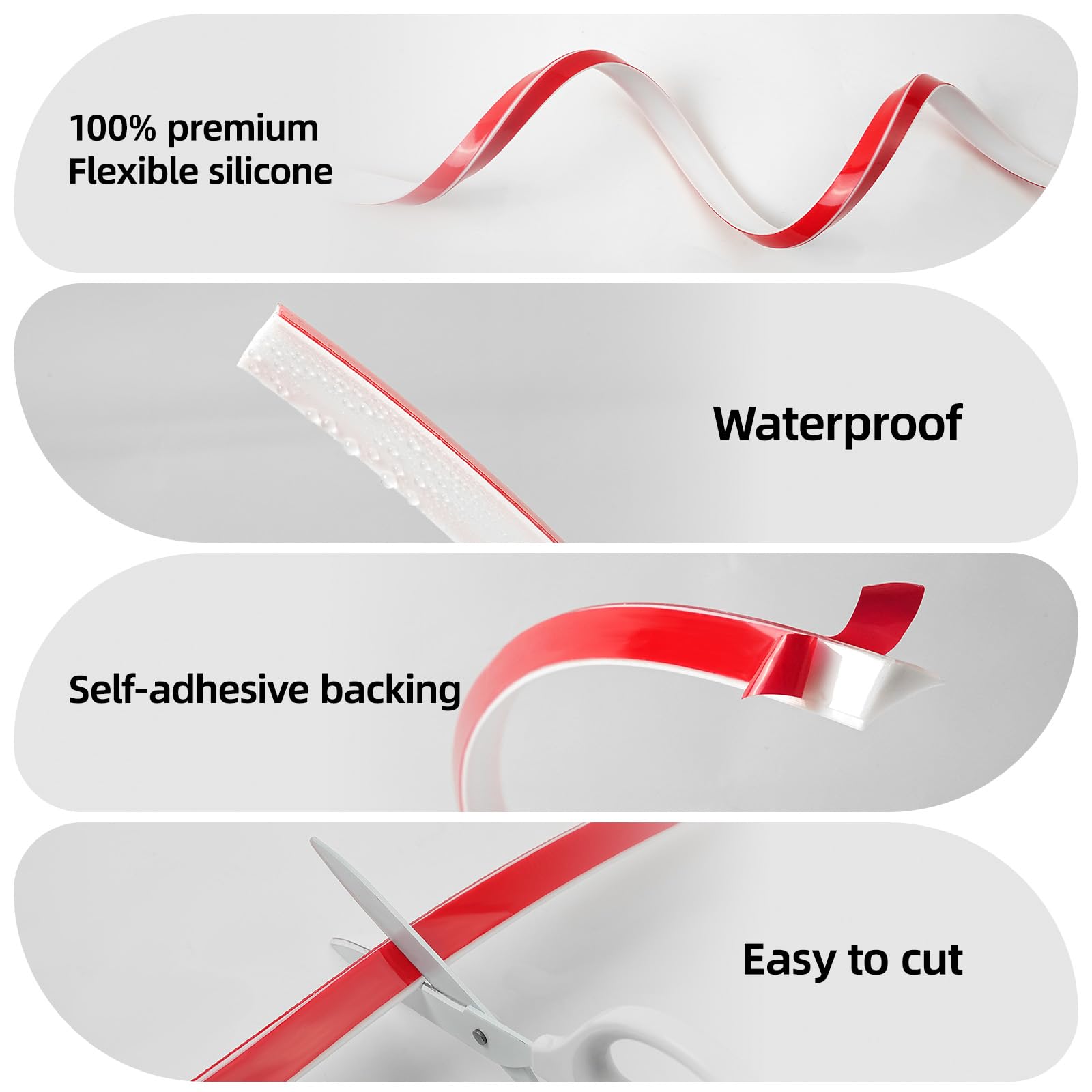 3,05m Mouldura Flexible Autoadhesiva en Silicona, Mouldura en Forma de L para Esquinas, Bisel para Suelos, Escaleras, Baño, Encimera, Armarios, Blanco