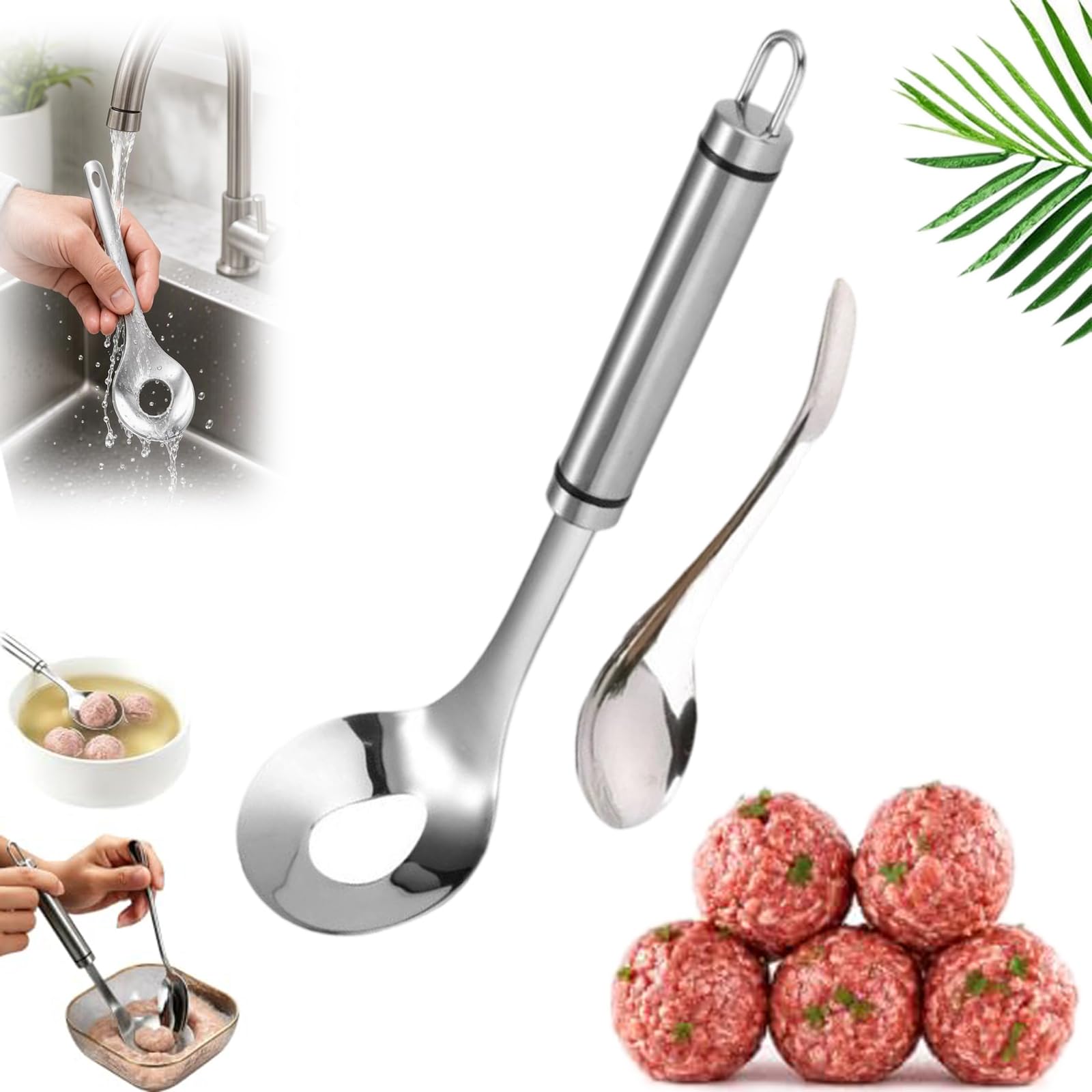 Stainless Steel Meatball Maker Spoon,Kitchen Handmade Meatballs，1Set
