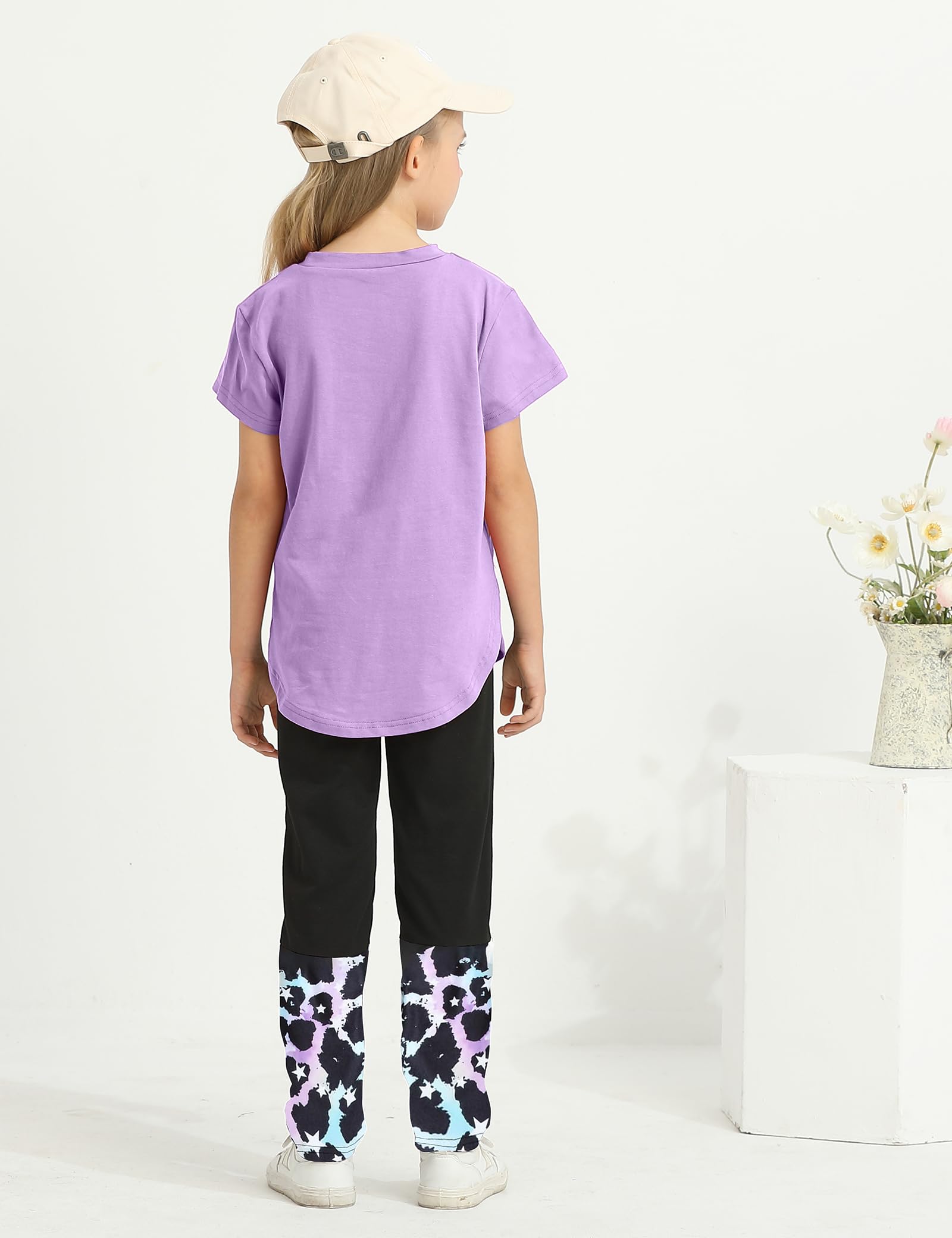 Conjunto de 2 piezas de pantalones de verano de manga corta y leggings largos de camuflaje, 6-14T