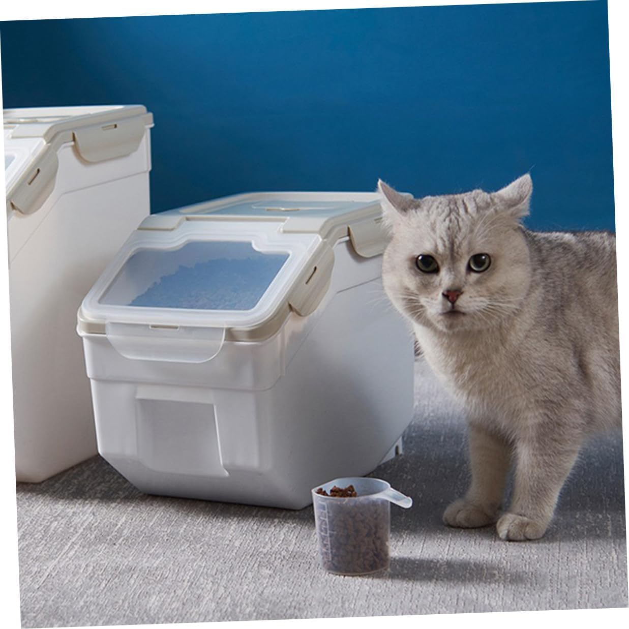 BESTonZON Pet Food Storage Bin Airtight Canister Small Nordic Style 8-12 Lbs Capacity Sealed Container for Dog Cat Feeding Supplies