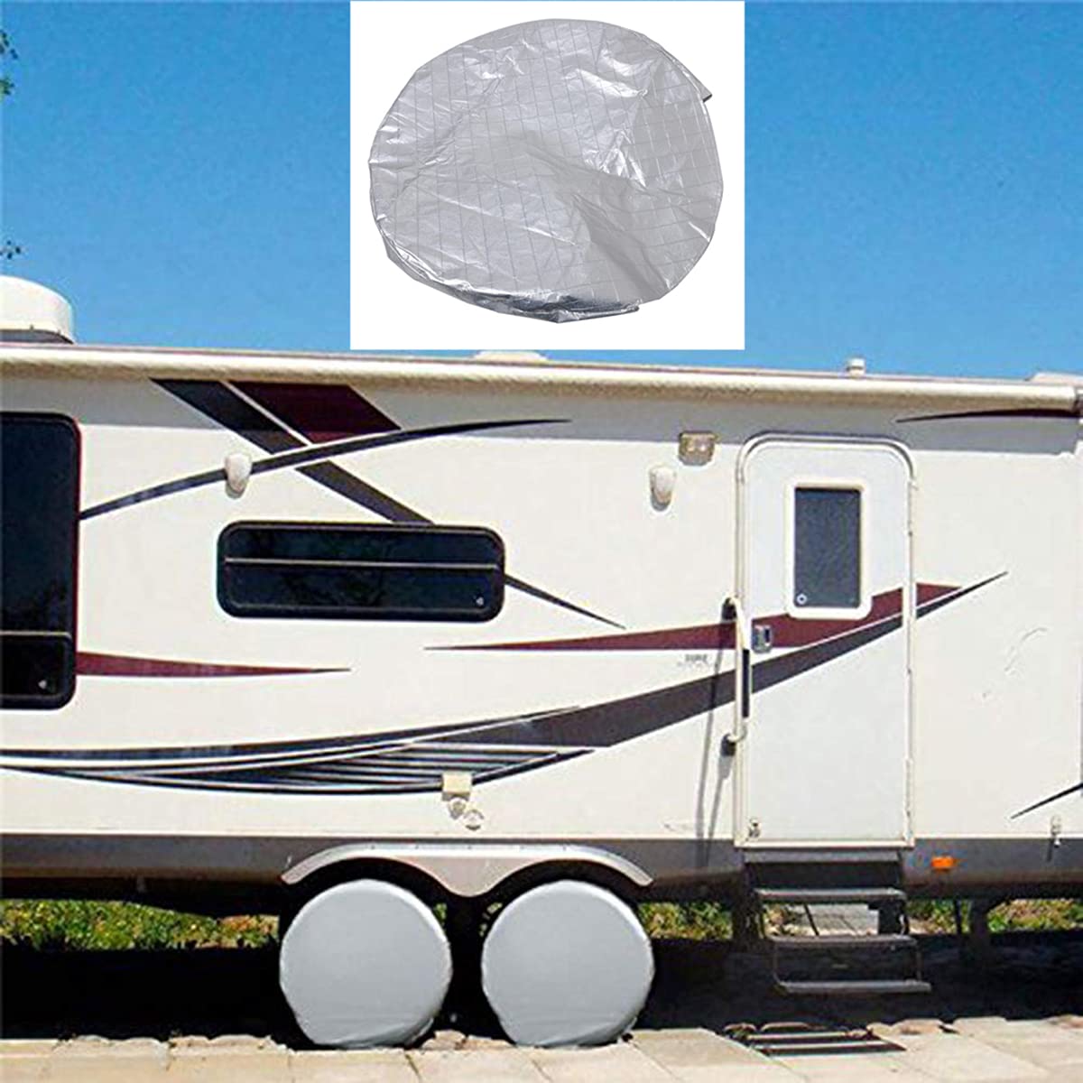 Reifenabdeckung - 4Pcs 27"-29" Reifentaschen-Ersatzradabdeckungen-Wohnwagen radabdeckung-Wasserdicht Aluminium-Film Reifentasche,Reifenschutz