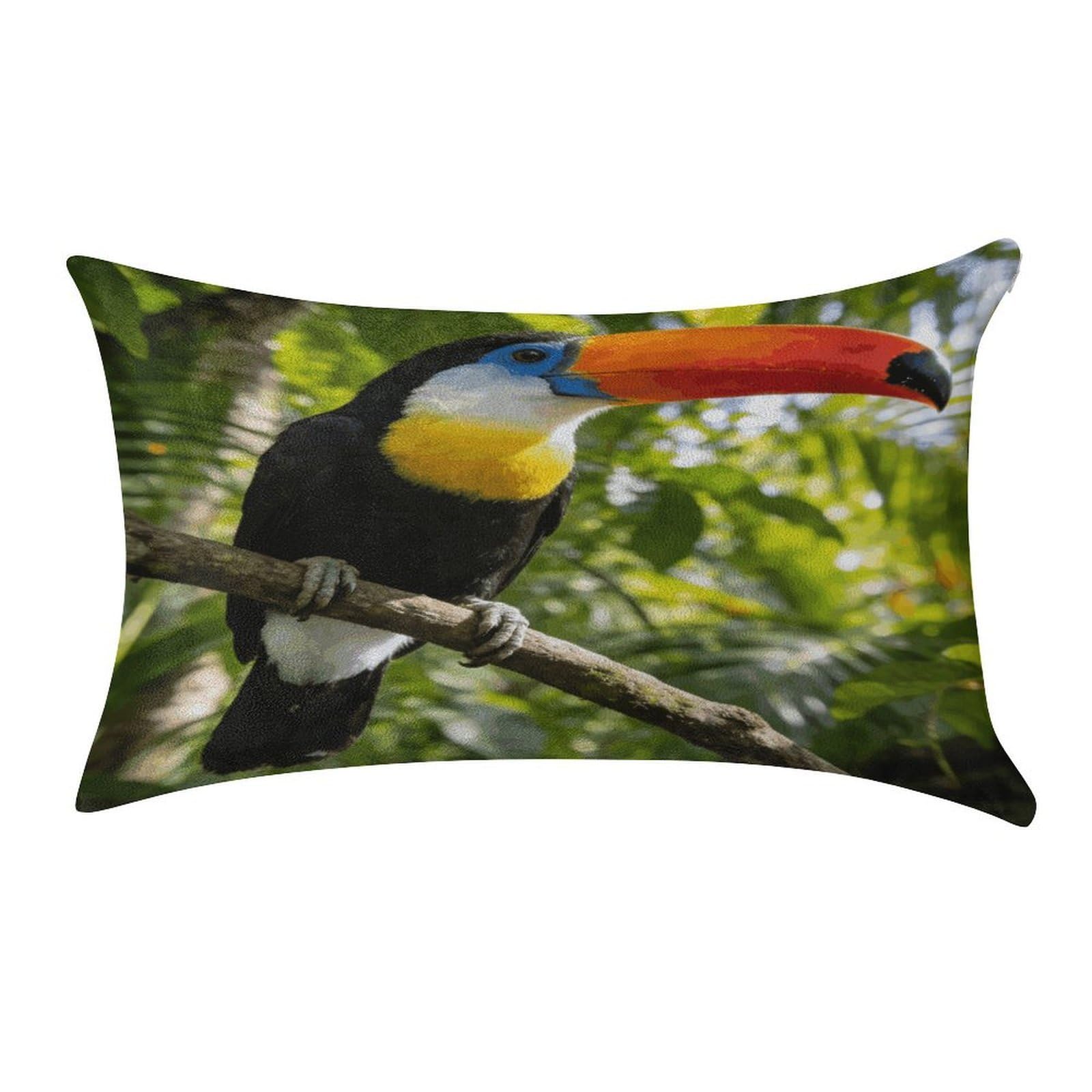 MUSM Toucan Pillow Case 12"X20" Luxury Velvet Throw Pillow Cover Fade Resistant Cozy Soft Pillowcases Pillow Protector Pillow Shams Lumbar Pillow Shells for Home&Gifts