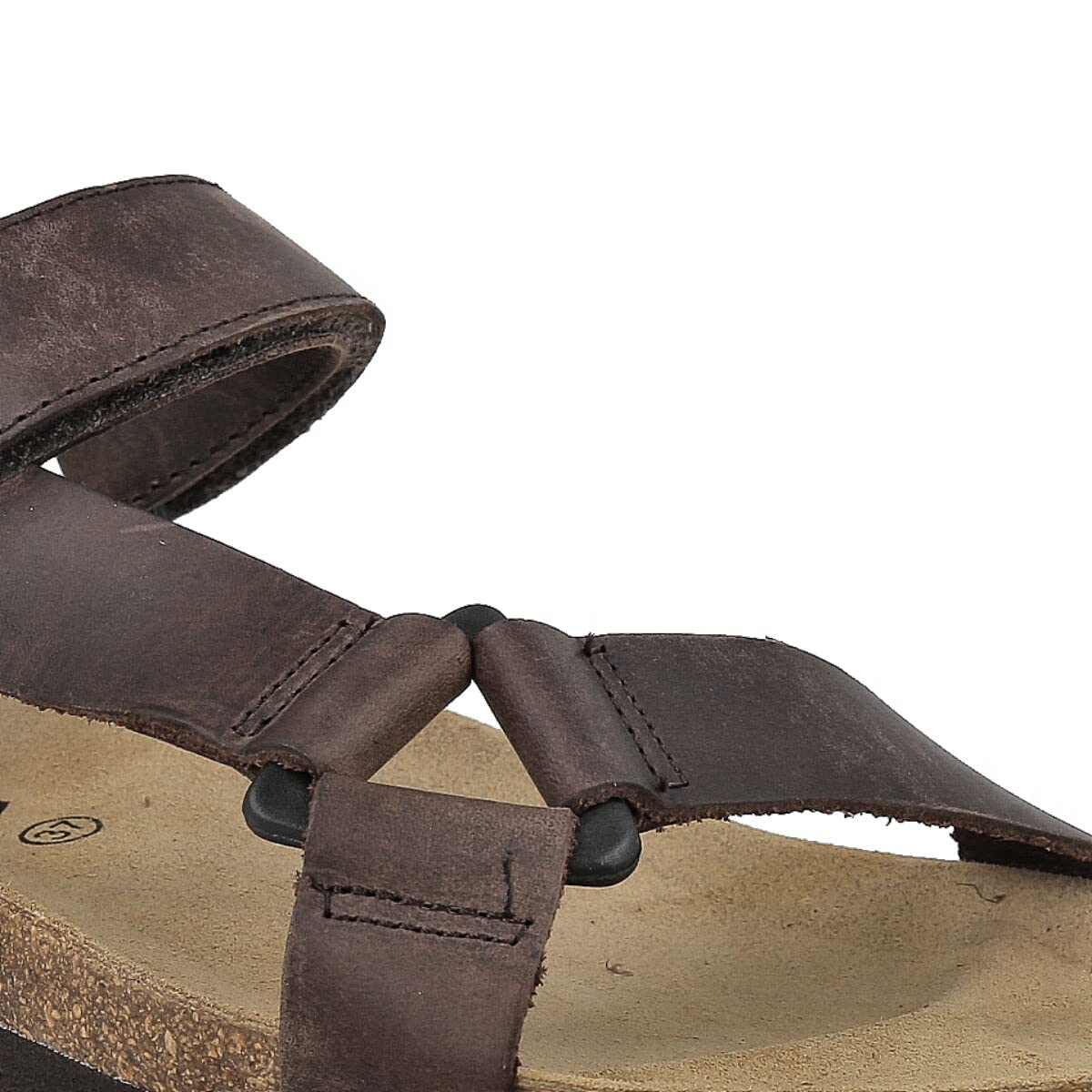 Sandalias de Piel de Dos Hebillas Unisex. Punta abierta. Chanclas Californianas Verano Cómodas en Cuero Tipo Bio. Plantilla Anatómica. Marrón, Negro, Cuero.