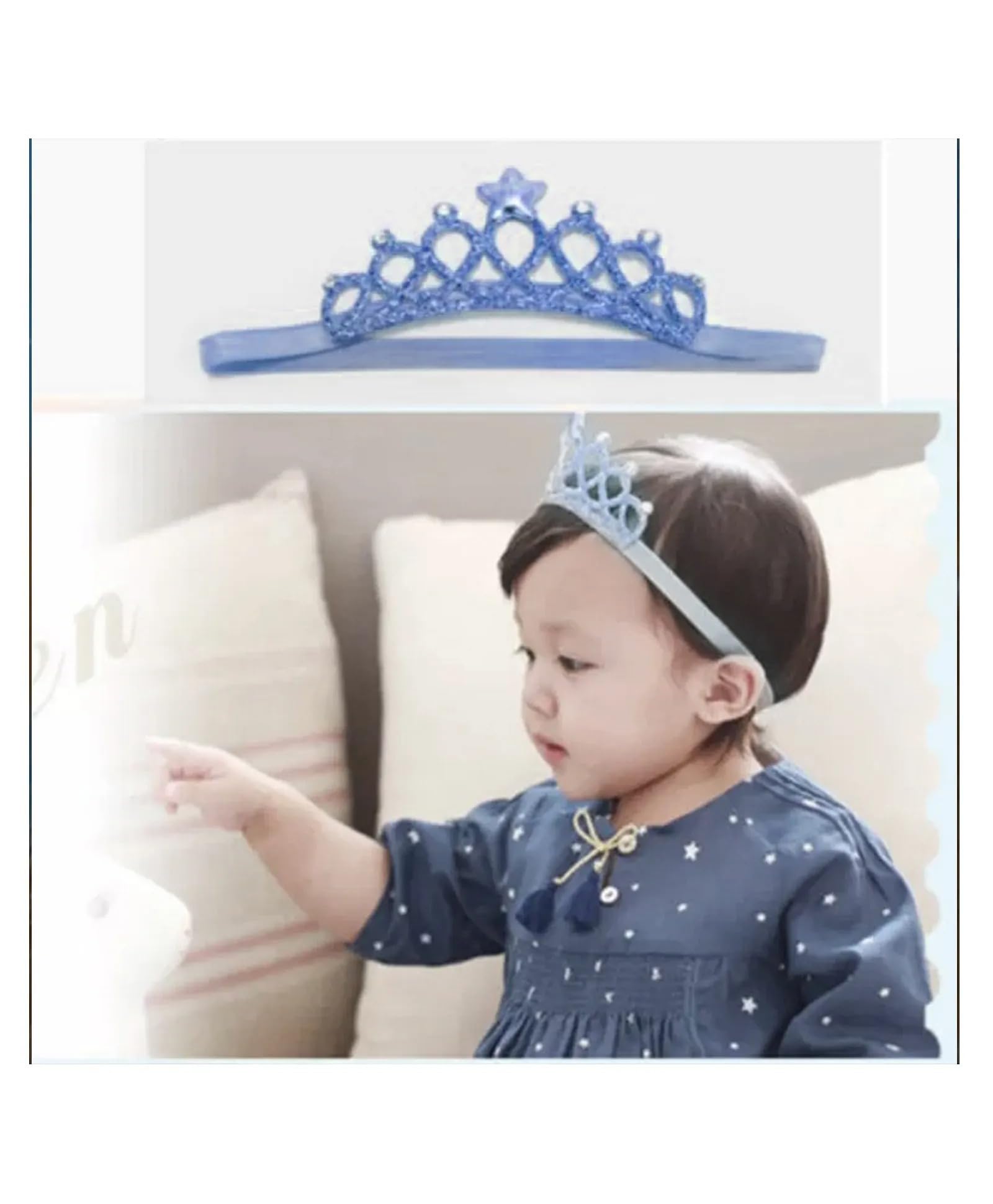 Babymoon Baby Girl Rhinestone Crown Headbands Toddler Princess Acrylic Headband Hair Accessories Glittering for Girls | Blue 4