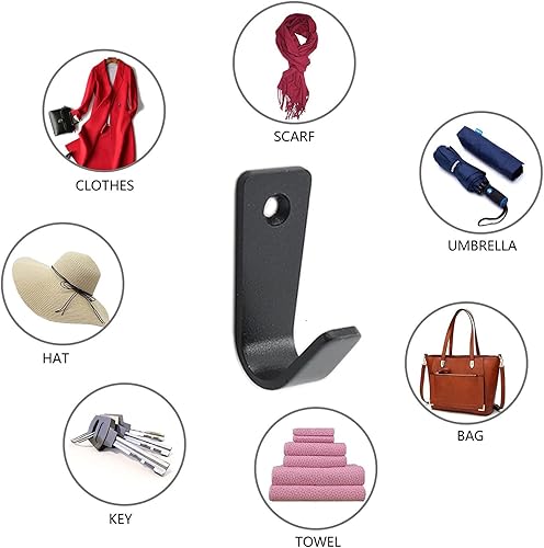 Miniatura 6 de Ulifestar 10 ganchos para colgar abrigos de pared, ganchos de acero inoxidable resistentes para colgar abrigos, ganchos no se oxidan montados en la