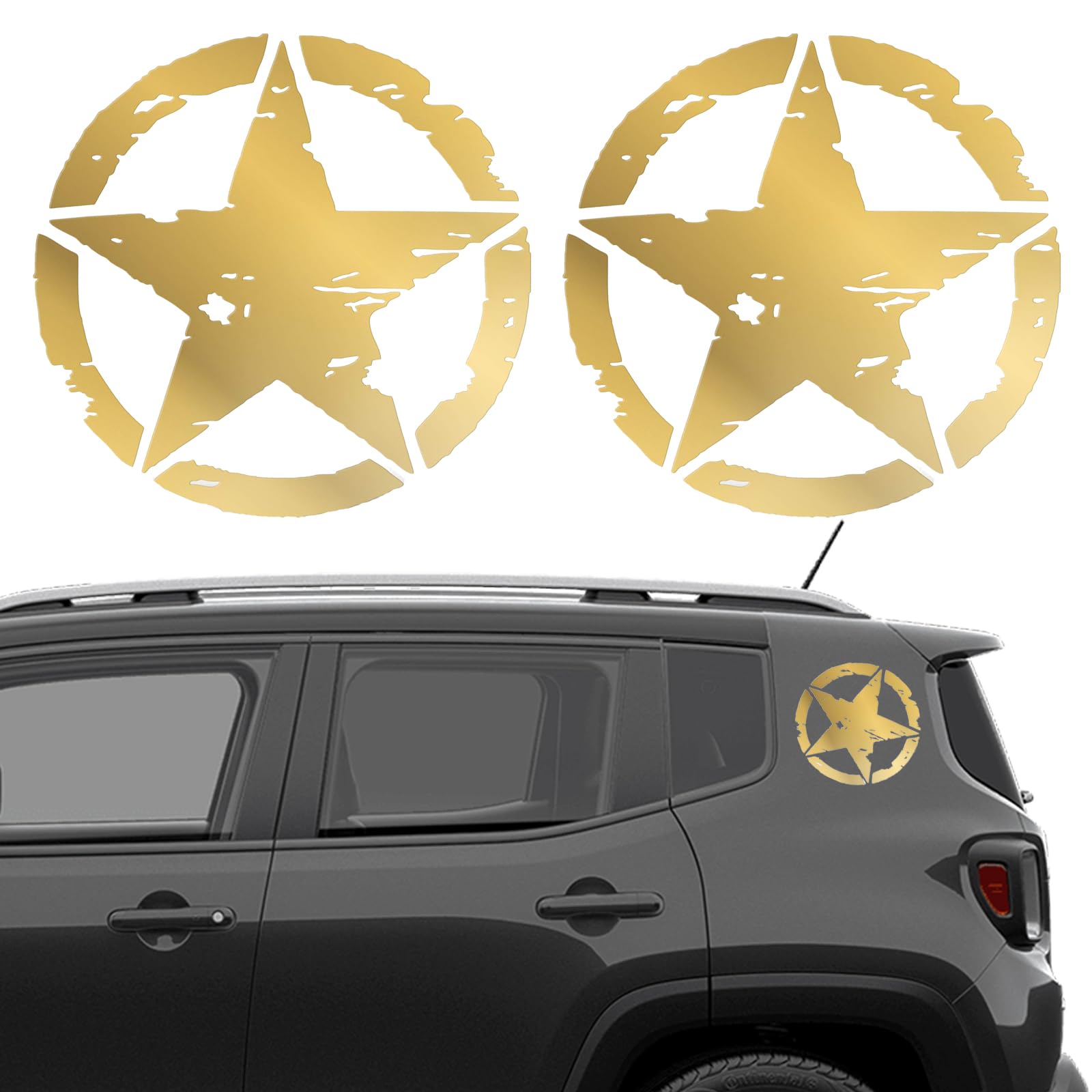 Longivia® 2 Unidades Pegatinas 4x4 Estrella Militar - Varios Tamaños 10cm, 15cm, 20cm, 25cm - Accesorios Todoterreno Vehiculo Historico Off Road (10cm x 10cm negro) — view 12
