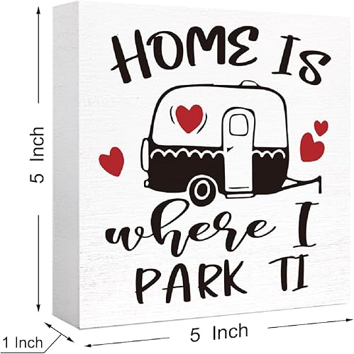 Miniatura 2 de Letrero divertido para acampar con texto en inglés "Home is Where I Park", letrero de madera para el hogar, casa rodante, decoración de cámper,