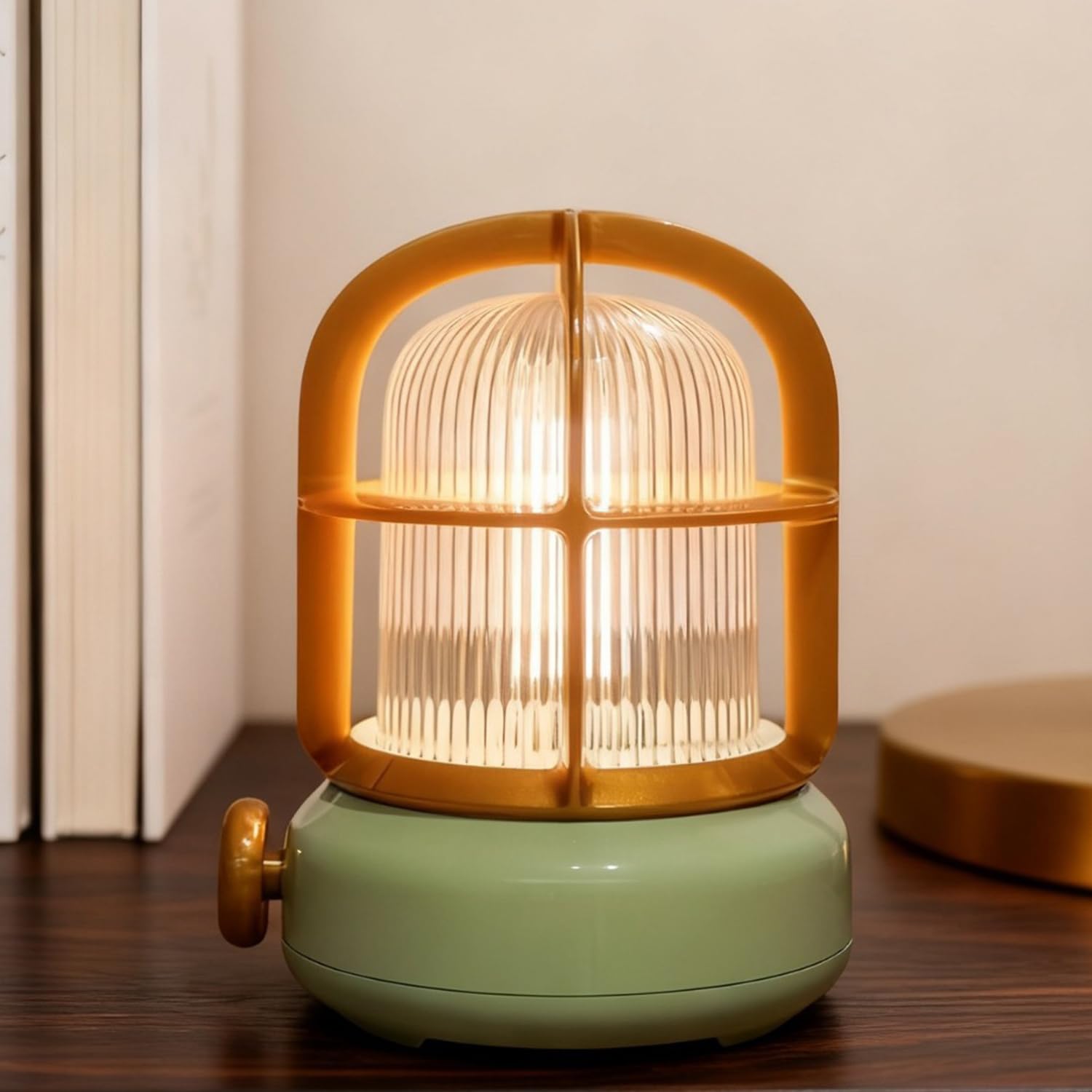 UNIMIW Rechargeable Night Light Dimmable Bulkhead Small Vintage Table Lamp, Murano Aesthetic Home Decor for Living Room Kitchen Cute Desk Accessories (Retro Green)