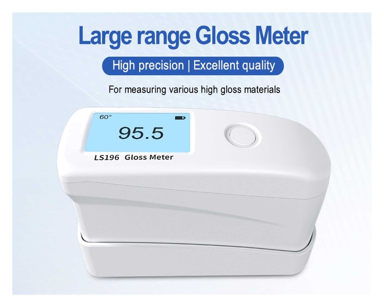 Medidor de brillo portátil LS196 de 60 grados, medidor de brillo con pantalla digital Operación sencilla | For tinta de pintura cerámica con medición de limpieza de superficies