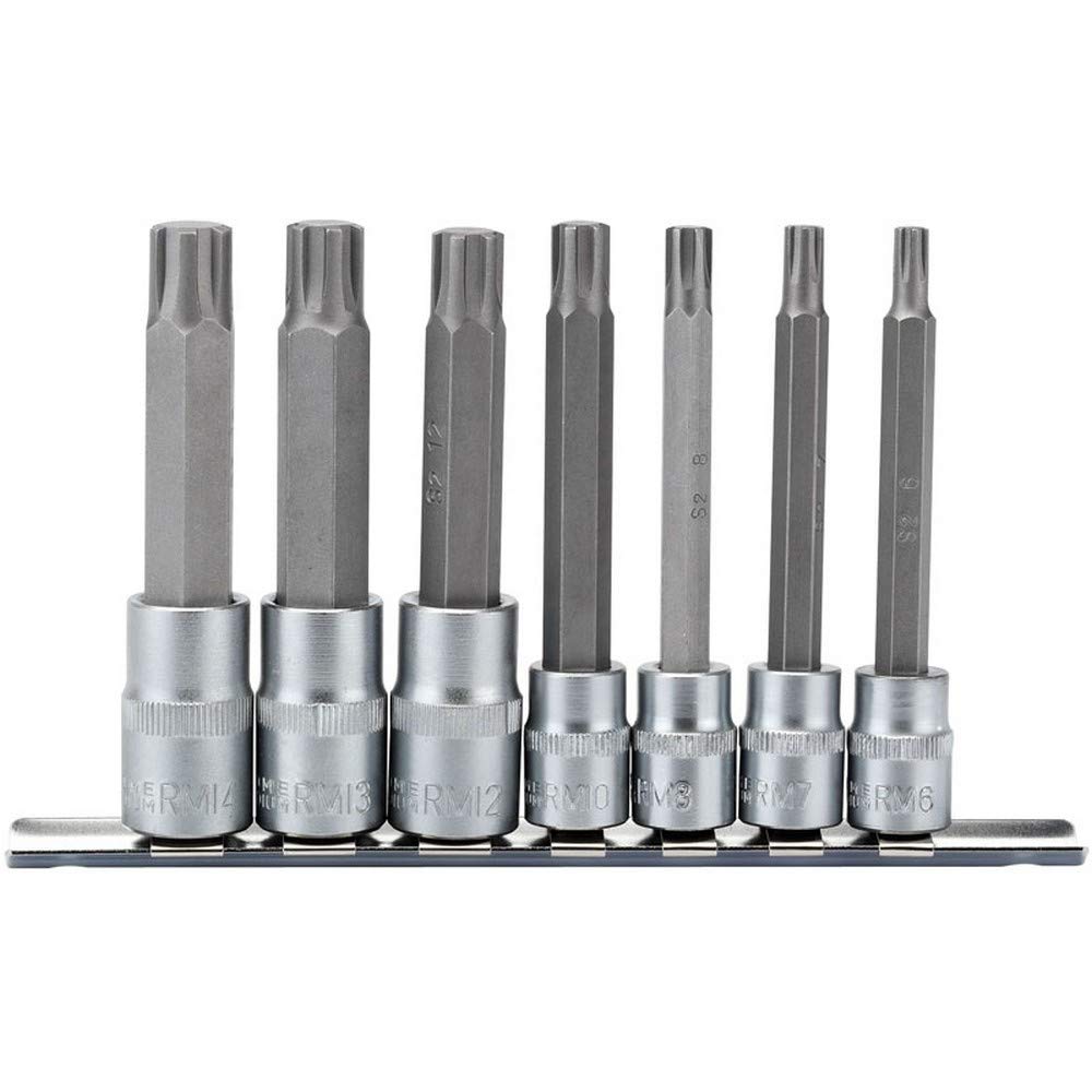 Draper 16346 Square Drive Ribe Socket and Bit 7 Piece Set, Blue, 3/8-Inch and 1/2-Inch