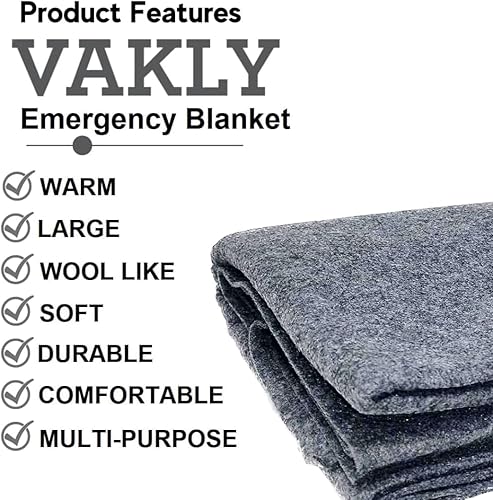 Miniatura 2 de Vakly Paquete de 2 mantas de emergencia 80 x 40 pulgadas funda militar de forro polar desechable  para viajes, camping, automóvil, supervivencia al