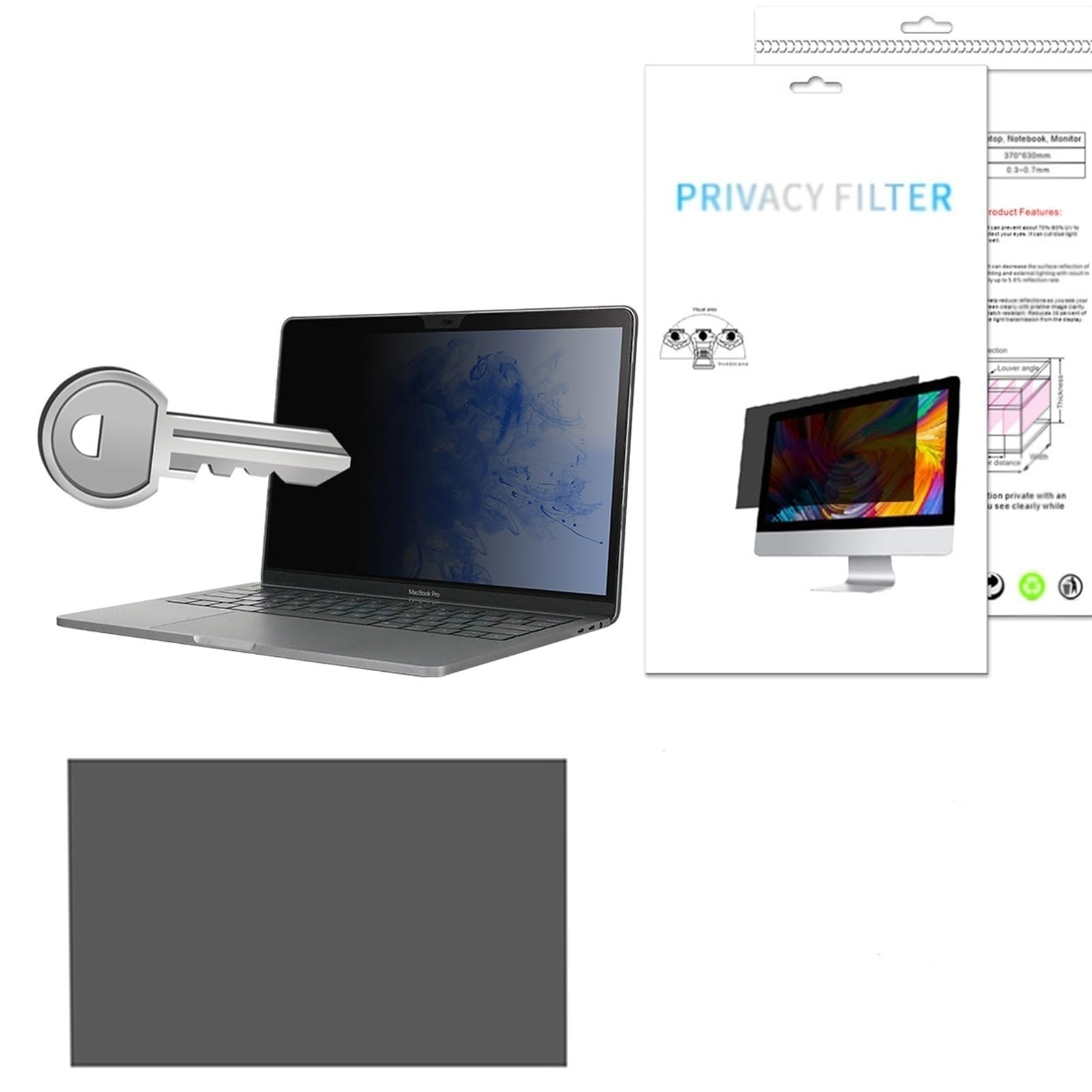 Filtro privacidad para Pantallas Ordenador, 11,6 a 27 Pulgadas, antirreflejos y antiespía WGHGCF(27inch/59.8x33.7CM)