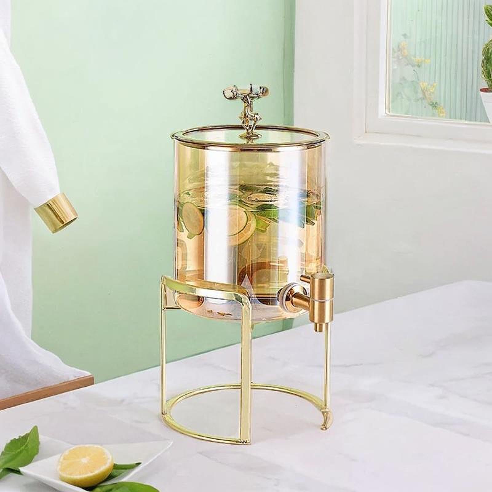 Supporto per Distributore di Bevande, Base per Brocca da 20 Cm, Supporto per Secchio per Bottiglia d'Acqua, per Botte di Vino, per Brocca di Acqua, Oro