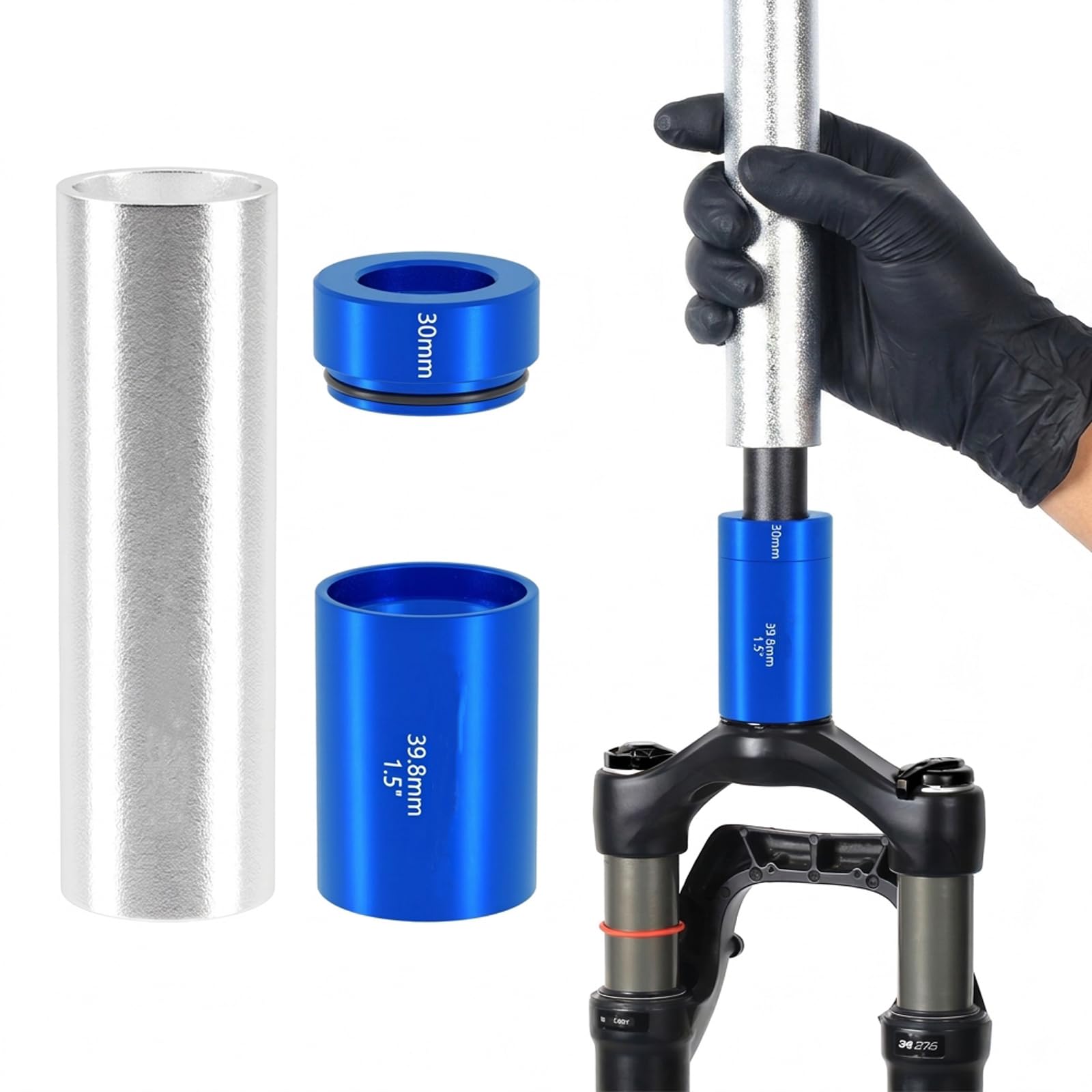 PAXQNVTR Bike Headset Crown Race Driver Set, 3 Piece Front Fork Base Race Installer with 30 mm and 39.8 mm / 1.5 in Adapters for 28.6 mm / 1.13 in Bicycle Fronts Forks