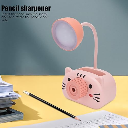Miniatura 4 de Zerodis Lámpara de escritorio LED, luz de lectura plegable con soporte para bolígrafo, sacapuntas de carga USB para niños, hogar, oficina ()