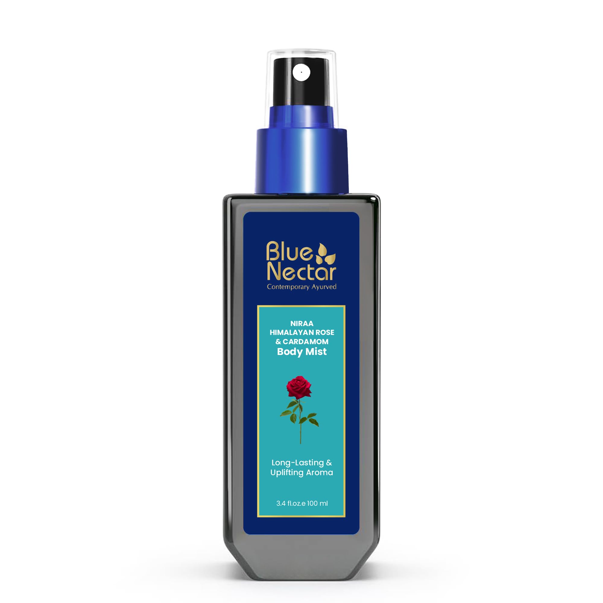 Blue Nectar Body Mist for Women and Men. Long Lasting Uplifting Body Spray with Himalayan Rose and Cardamom (100ml)
