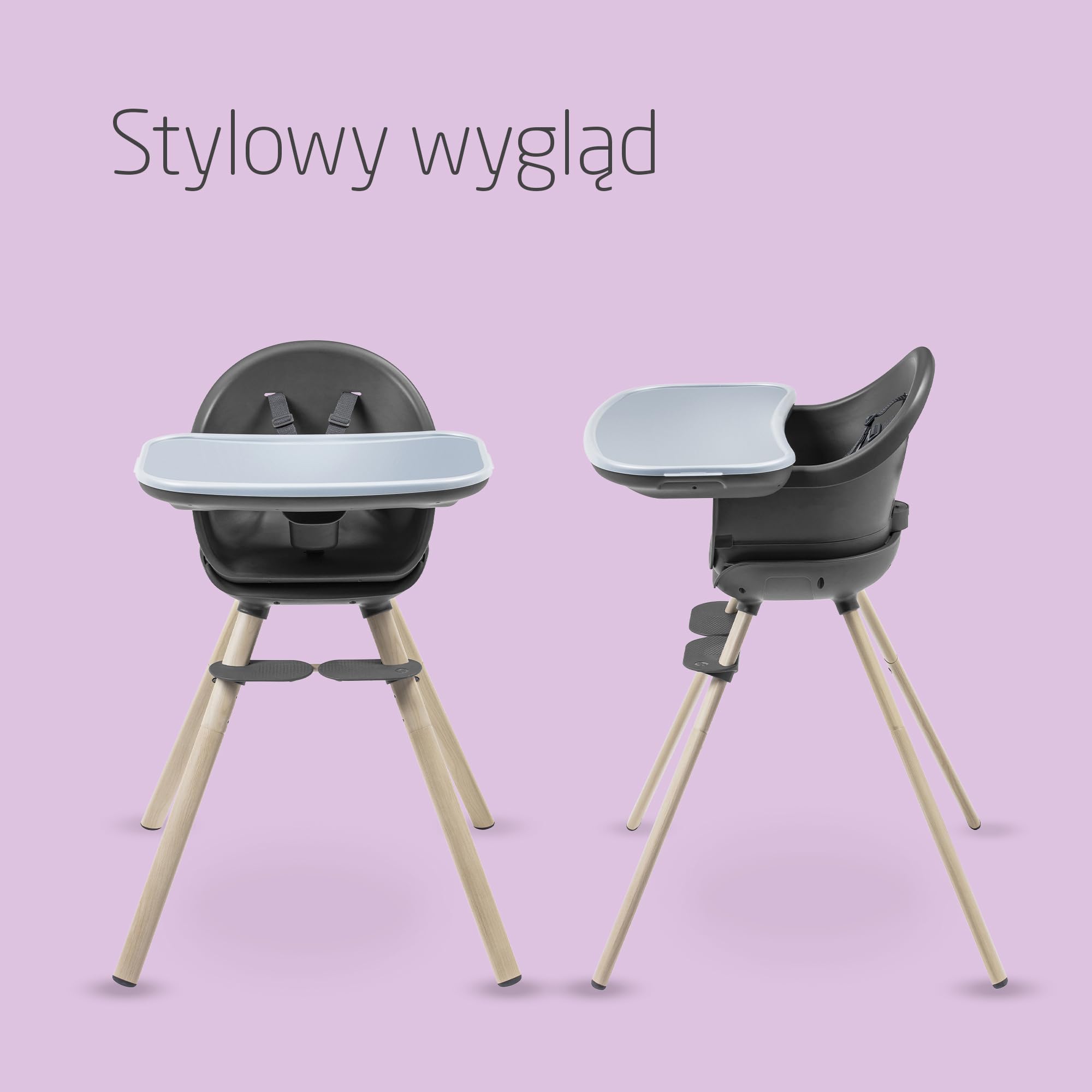 Maxi-Cosi Moa Ewolucyjne krzesełka do karmienia 4 w 1, od 6 mies. do 7 lat, 0-25 kg, regulowane wysokie krzesełko, przekształca się w fotelik na krzesło, stołek i stolik z siedziskiem, Beyond Graphite