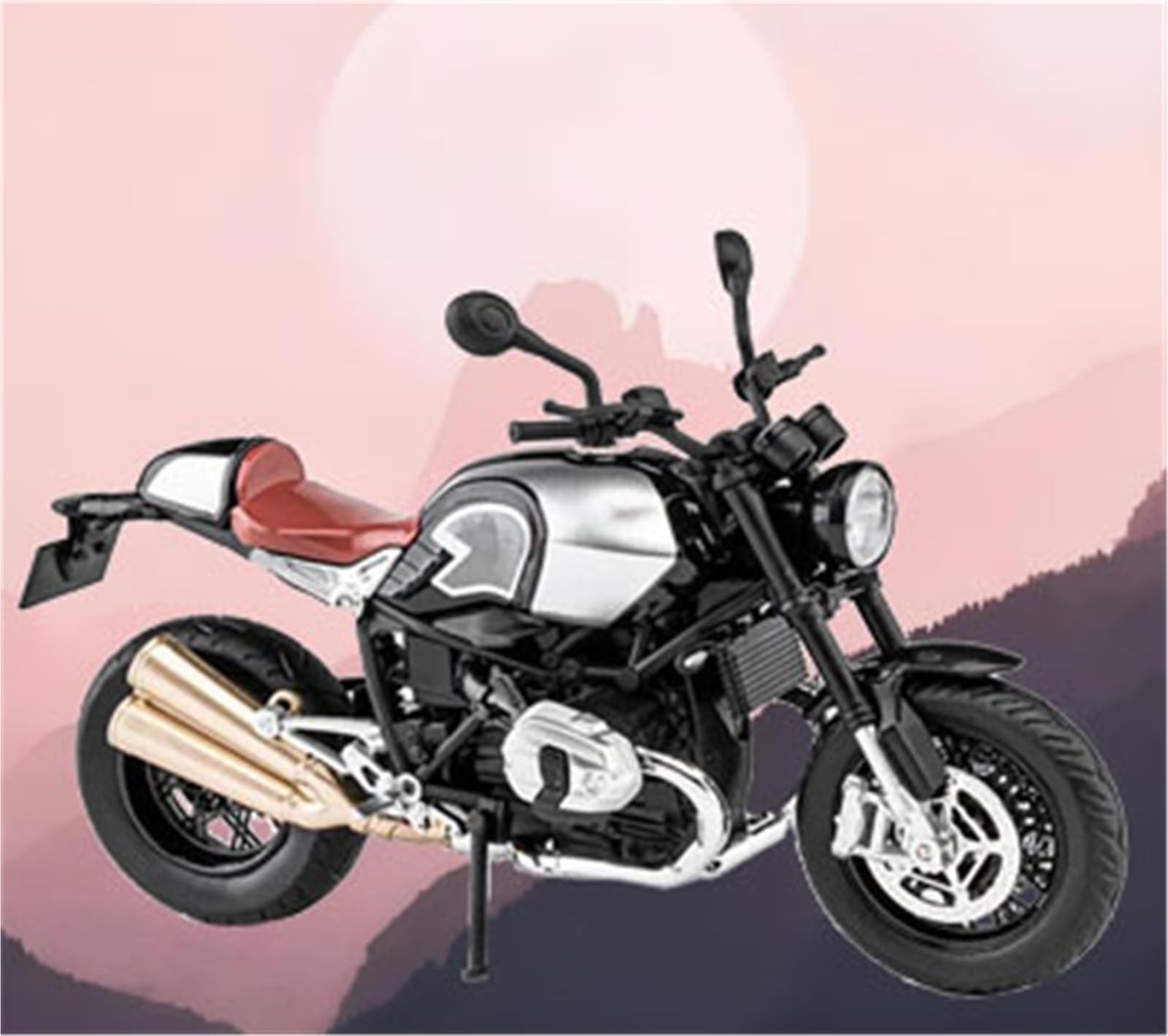 Modelo de Juguete Moto De Juguete con Sonido Y Luz, Metal Fundido A Presión A Escala 1/12, Modelo En Miniatura, Regalo Colección para BMW R Nine T(Silver)