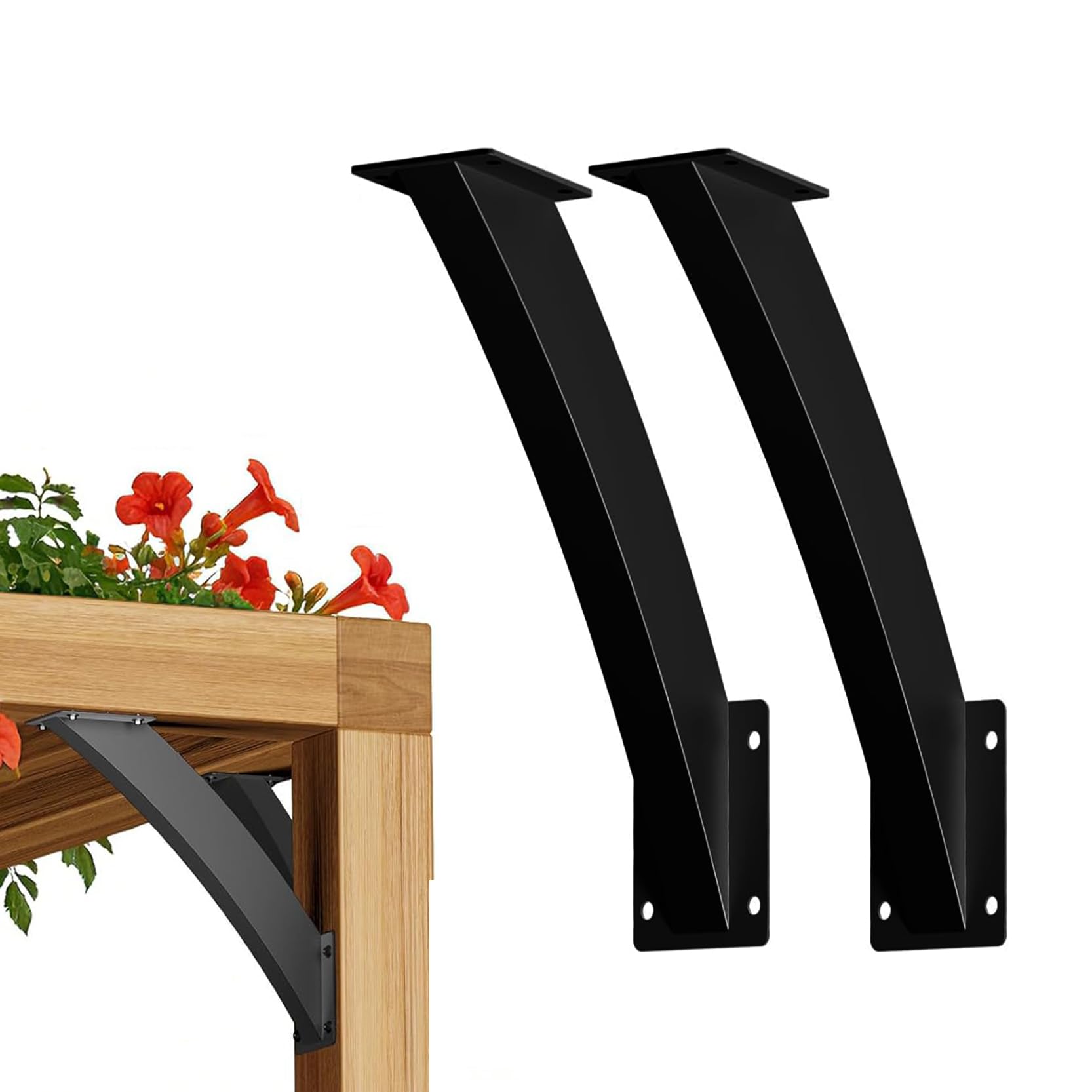 LQSYBHD Heavy Duty Arc 45 Degree Angle Bracket Wood Pergola Bracket Kit Pergola Accessories for Gazebos Decks Porches Etc Wood Post and Beam Angle Support Brackets(Size:2pcs)