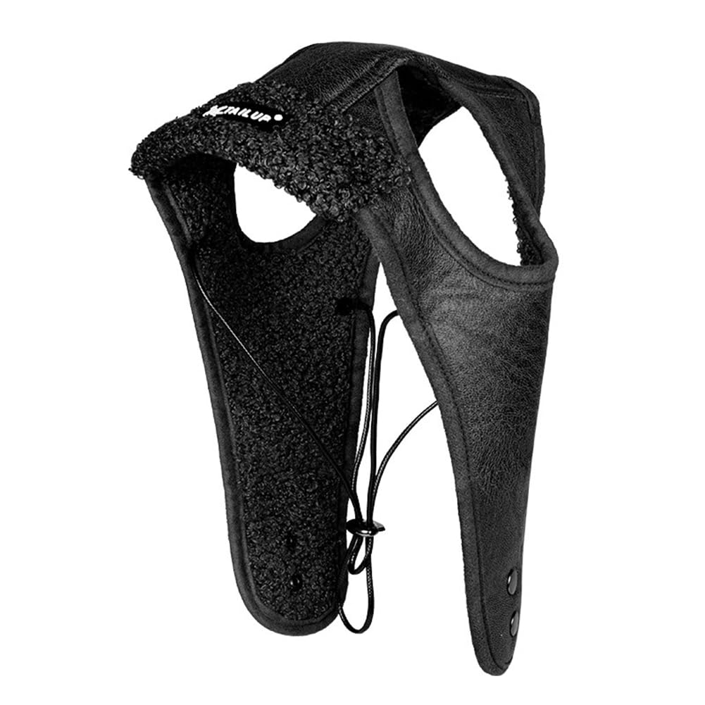 Egurs Pet Cool Pilot Hat Dog Winter Warm Fleece Cap Leather Aviator Hat with Ear Holes for Small Medium Large Dog Cat Black S
