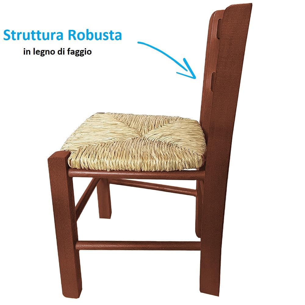 PALUPLUS Sediolina in Legno di Faggio, misura 30x24x52 cm, Seduta in Paglia Intrecciata, Sedia Baby Bassa da Camino, per Cameretta, Cucina -21F (Noce Scuro)