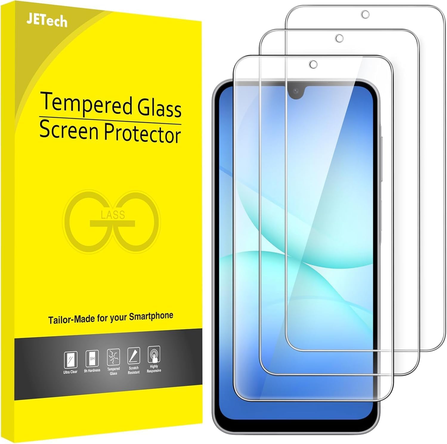 Screen Protector for Samsung Galaxy A17 5G 6.7-Inch, 9H Tempered Glass Film, Anti-Scratch, HD Clear, 3-Pack