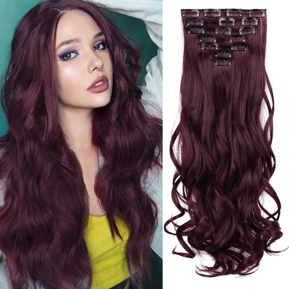 Amazon.com : 22 Inch Clip In Hair Extensions 7 PCS Long Wavy 
