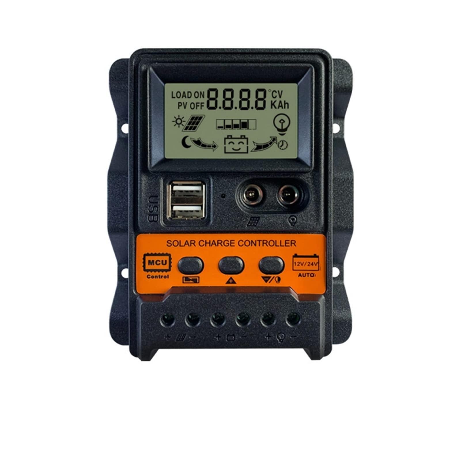 Regulator ładowania słonecznego 12V 24V 10A 20A 30A Regulator słoneczny Regulator baterii panelu słonecznego Regulator podwójny wyświetlacz LCD USB(20A)