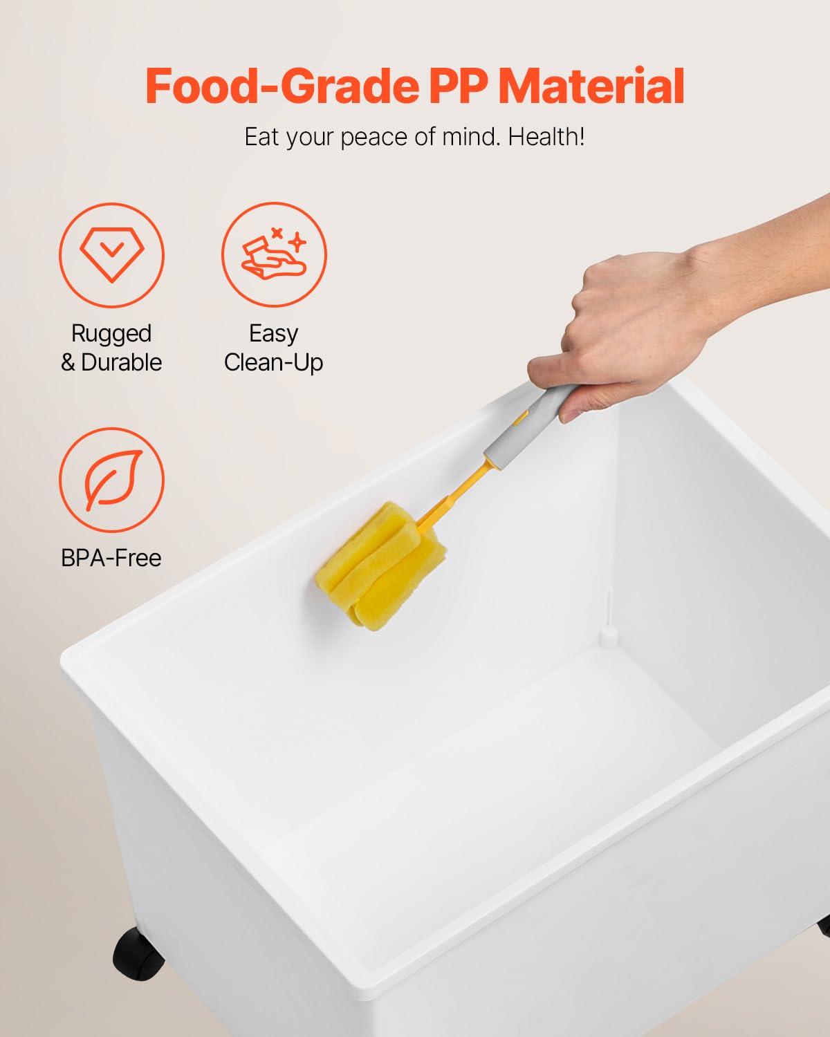 VEVOR Contenitore per Conservazione del Riso Cibo per Animali Domestici 40 Litri 3 Pezzi, Contenitore per Ingredienti da Cucina Cereali Farina Contenitori per Alimenti con Ruote Coperchio Ermetico