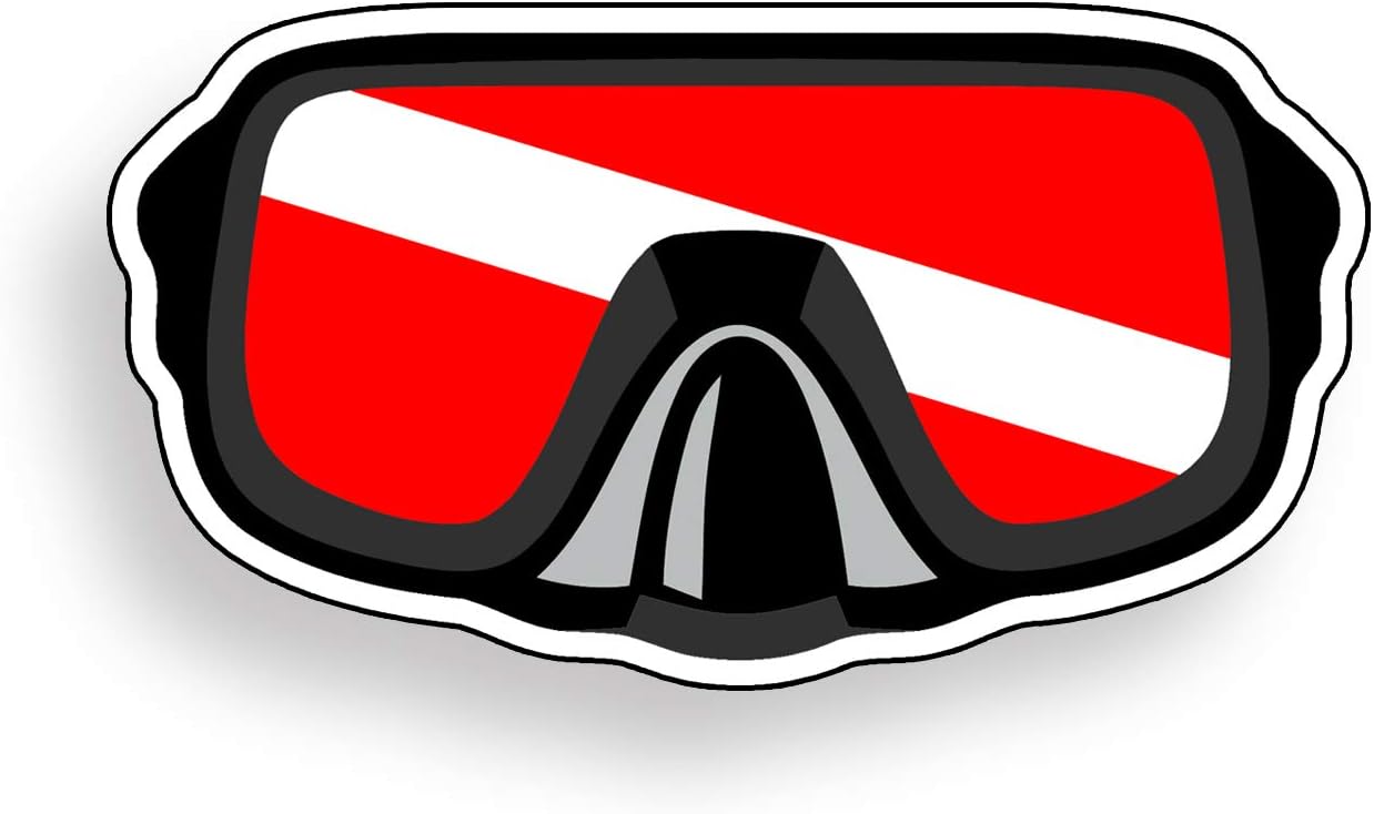 Scuba Diver Mask Vinyl Decal Diver Down Flag Sticker