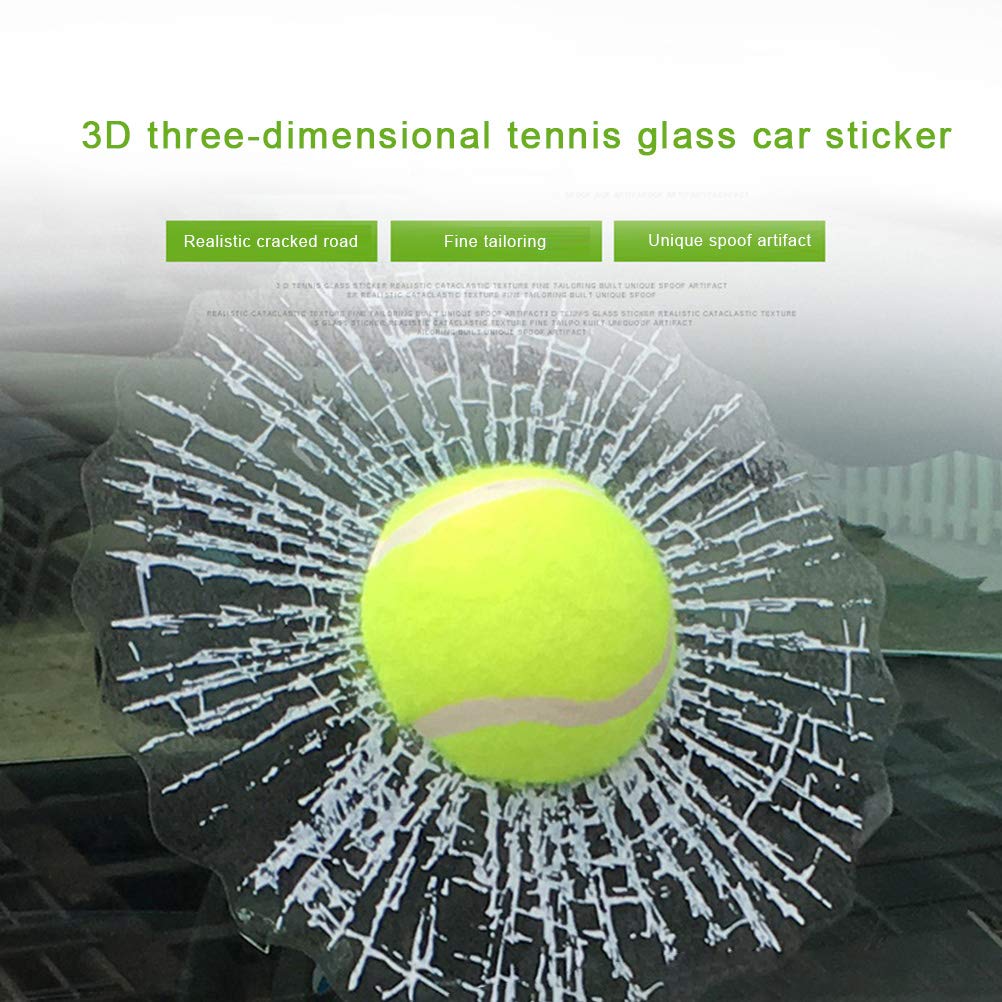 2 pegatinas de vidrio agrietado 3D, calcomanías de vidrio roto de béisbol, calcomanías divertidas para coche, calcomanías de pelota de tenis, calcomanías de vidrio agrietado
