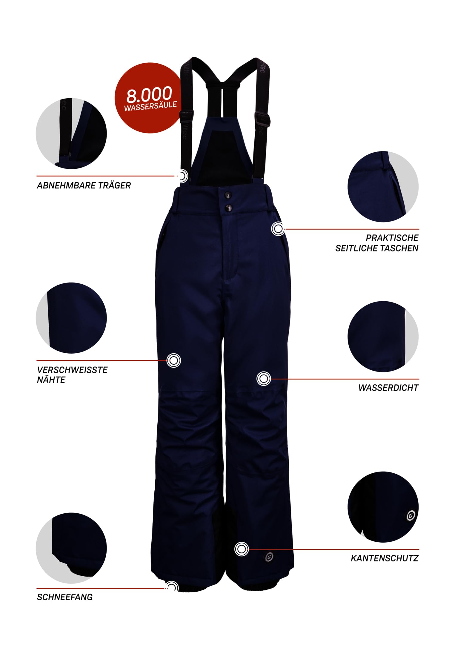 Killtec Jungen Skihose Funktionshose mit abzippbarem Latz, Schneefang und Kantenschutz Gauror Jr wasserdicht, atmungsaktiv