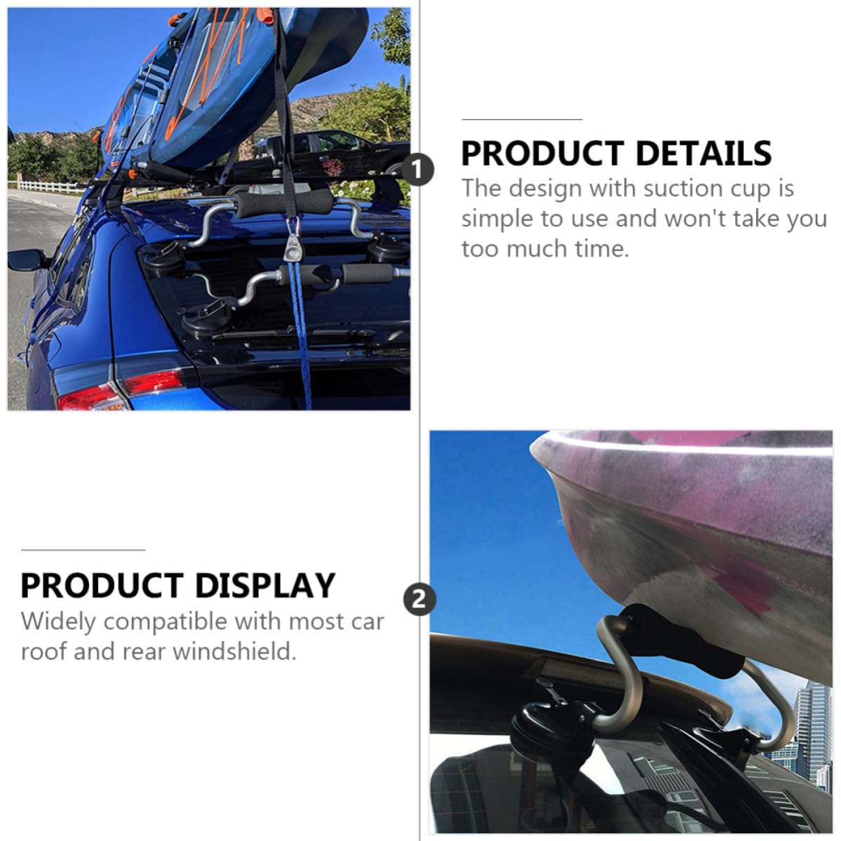 Rodillo con Ventosa para Kayak y Tabla de Surf, Soporte de Aleación de Aluminio con Almohadillas Protectoras, Asistencia de Carga para Techo de Coche, Capacidad Máxima 40kg