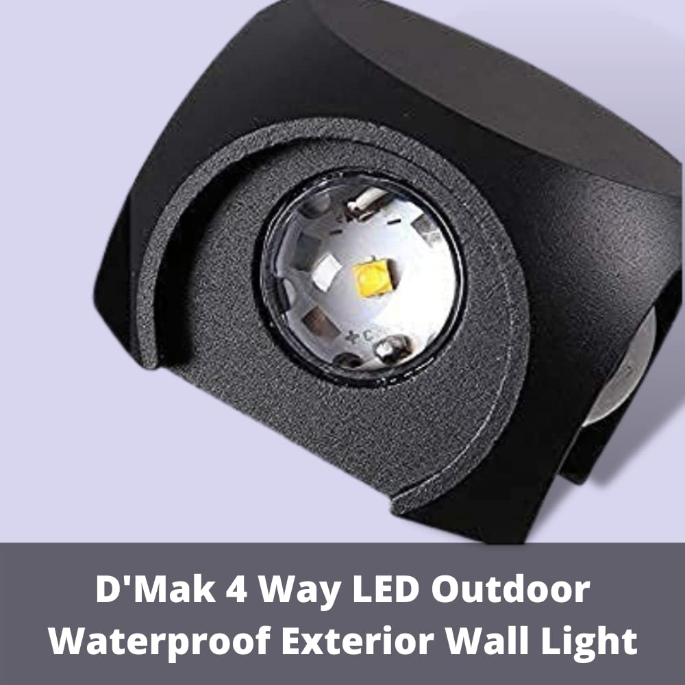 D'Mak Metal Led 4 Way Led Outdoor Waterproof Exterior Wall Light Fixture Lamp (Warm White) (Up-Down-Left-Right) (4Watts) (Pack of 2) 2