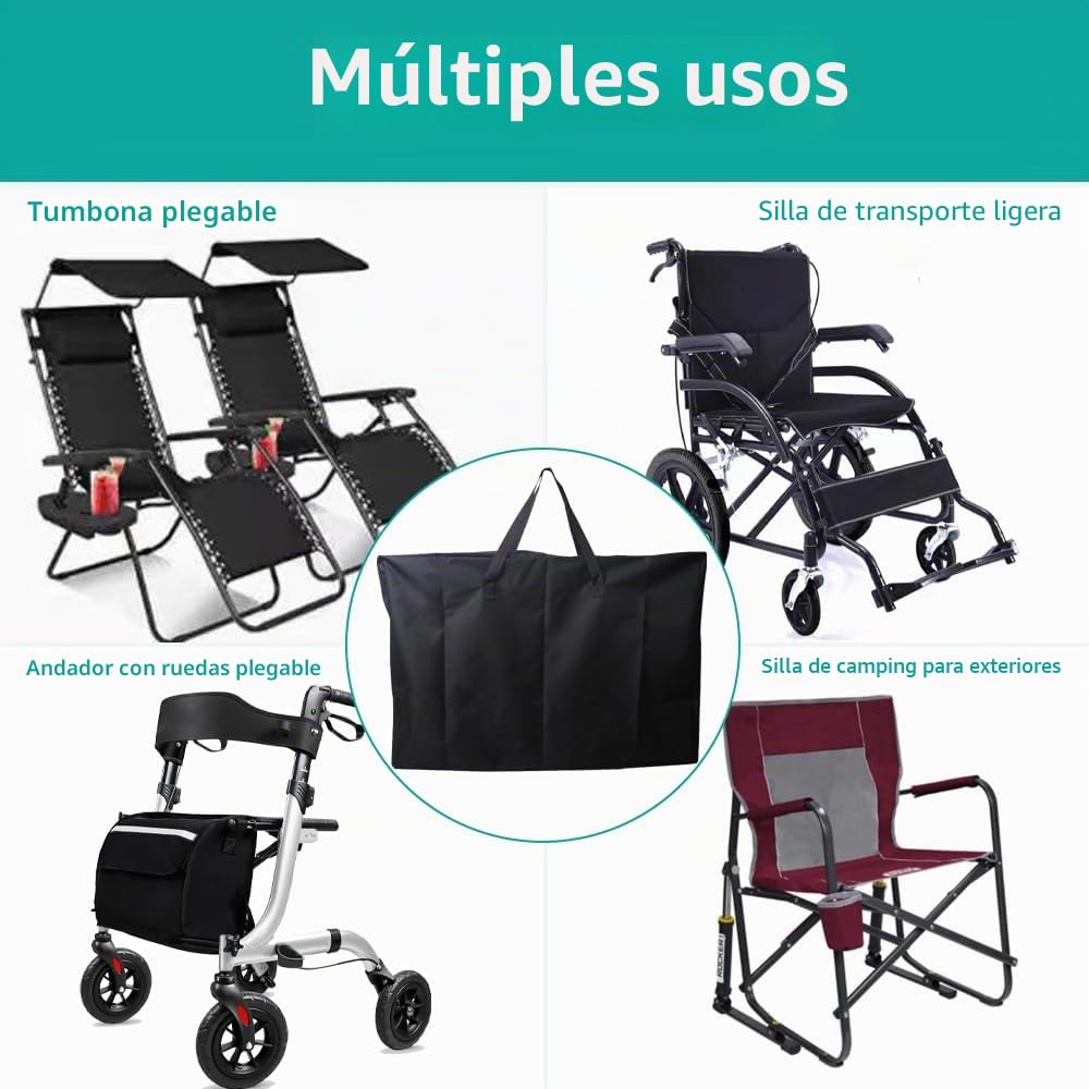 Bolsa de almacenamiento grande para silla de jardín, 105 x 73 x 28 cm, resistente, 600D, reclinable, plegable, para playa, salón, camping, patio, chaise longue, bolsa de viaje extra grande, color