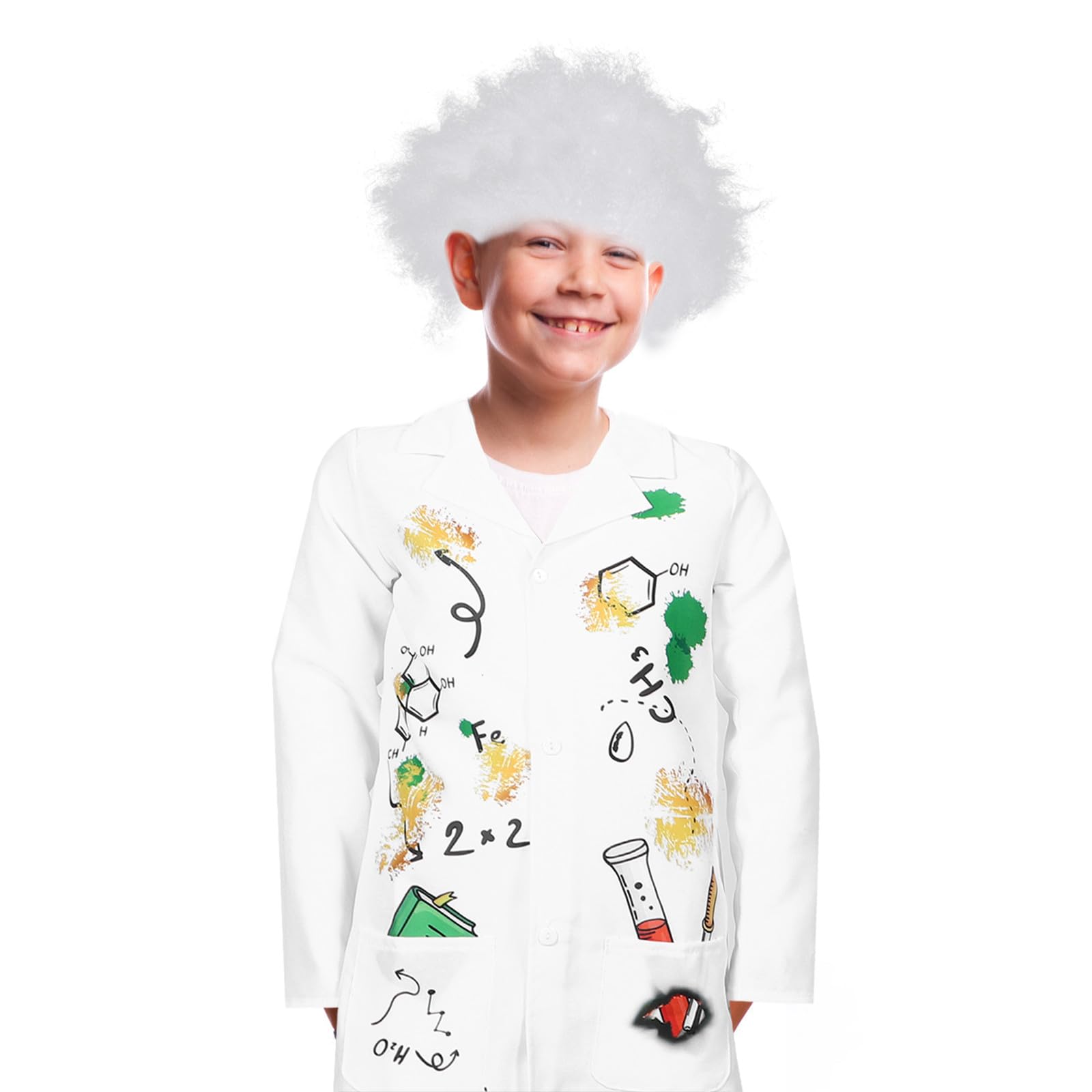 BESPORTBLE Camice da laboratorio per bambini, camice da dottore per bambini, costume da scienziato, vestito da dottore per, costume da scienziato con parrucca per e bambine