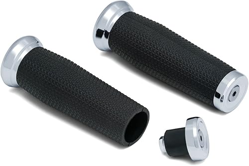 Miniatura 4 de Kuryakyn 5951 Accesorio para manillar de motocicleta empuñaduras trilladoras con tapas finales, ajuste universal para manillares de 78" de diámetro,