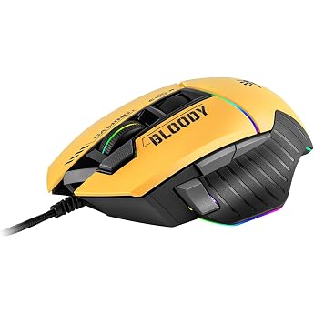 A4tech W95Max Sports Gaming Mouse Optical Wired Gaming Mouse USB 12000 CPI 8000 FPS 250 IPS. 35G 2000Hz Ultrapolling Black/Yellow