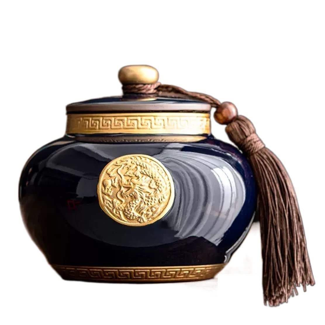 Yqinqin83b Black Stroage Jar Vintage Chinese Style Ceramic Tea Storage Containers Sugar