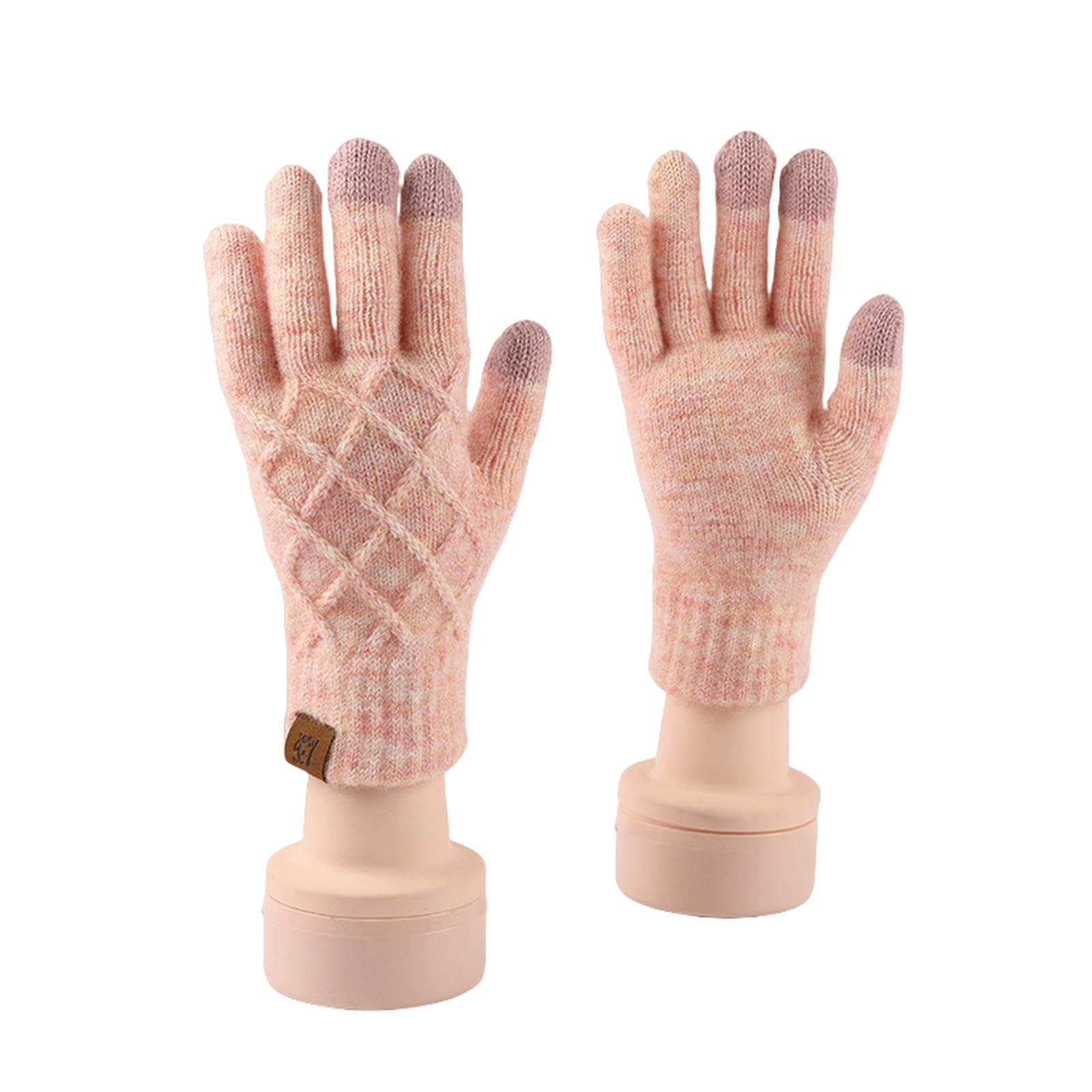 Guantes de cinco dedos para no congelar tus manos al usar el móvil en invierno rosa