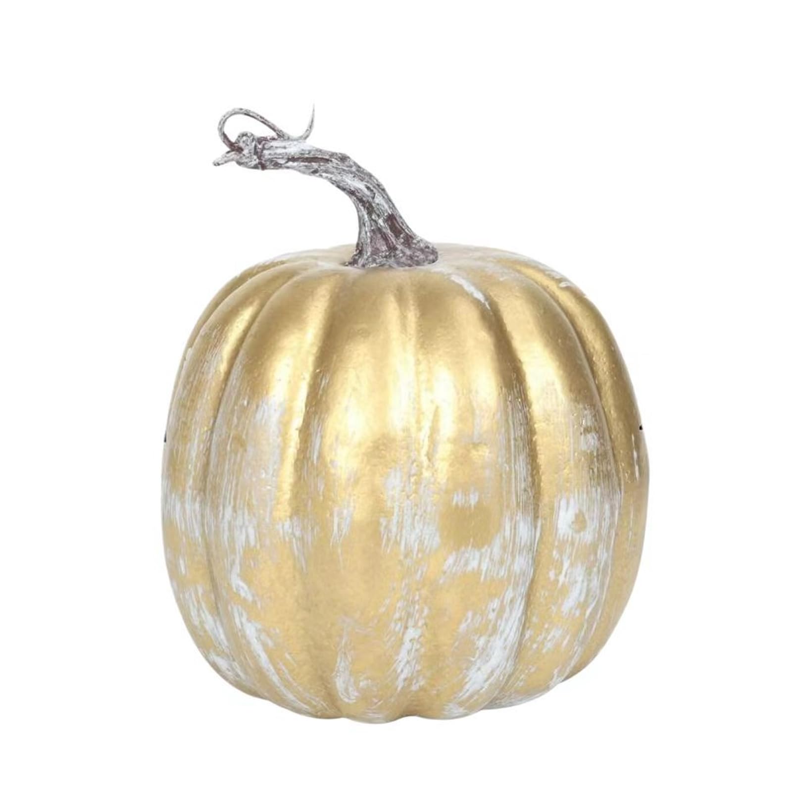 fexxkg Artificial Pumpkin Decor for Fall Displays, Foam Faux Pumpkin Table Accent with Distressed Gold Finish for Thanksgiving