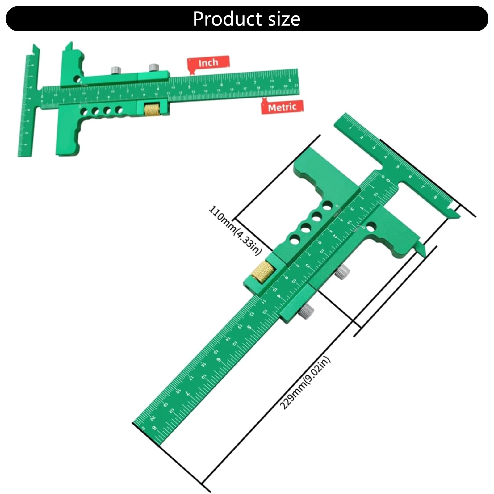 Anodowane aluminium znak Gau z grawerowanym światłem - 0-210 mm Precis wielofunkcyjne narzędzie do polerowania drewna - narzędzie do mocowania w prawdziwej skali