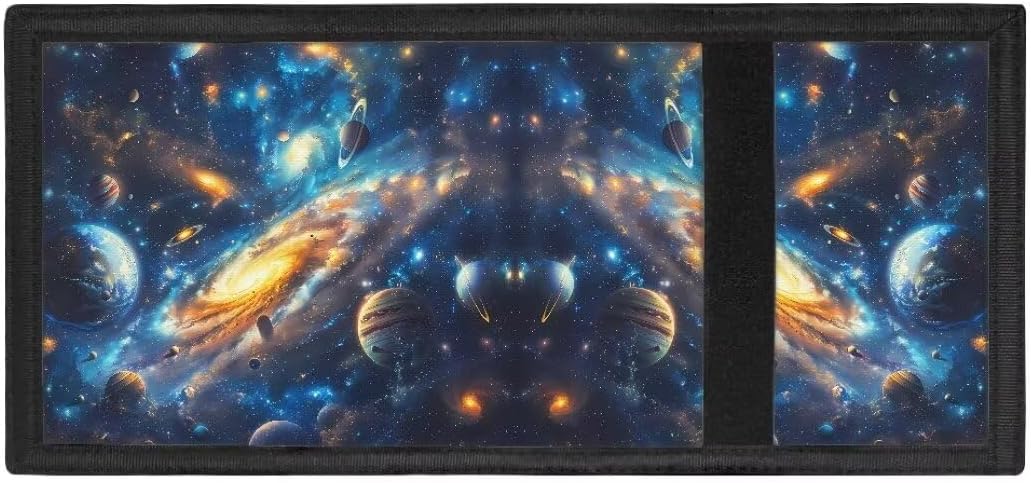 Coldinair Novelty Trifold Wallet for Kids Outer Space Planets Little Boys Wallet 9-12 Teens Boys Money Organizer Toddler Wallet for Girls with Coin Holder