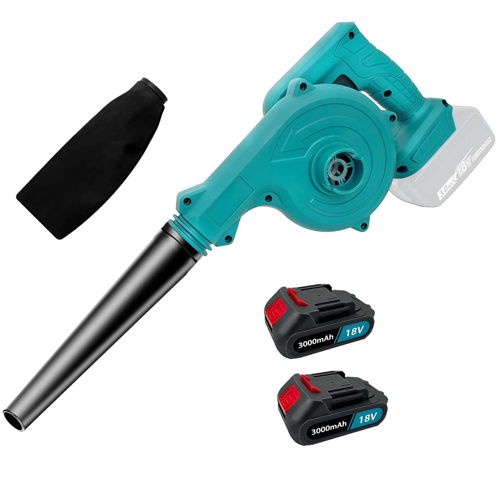 Battery Leaf Blower 18 V, Compatible with Makita 18V Battery, w/ 2 x 3.0Ah Battery & Charger, Lightweight Design, for Garden, Patio, Lawn
