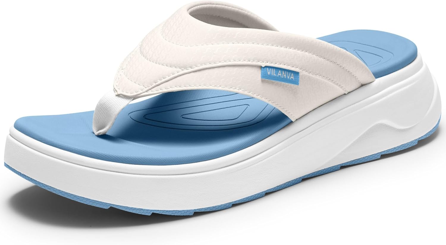 Vilanva Women's Platform Flip Flops Cushioned Walking Sandals with Arch Support for Plantar Fasciitis Relief Lightweight Non-Slip Shoes for 2026 Summer Outfits