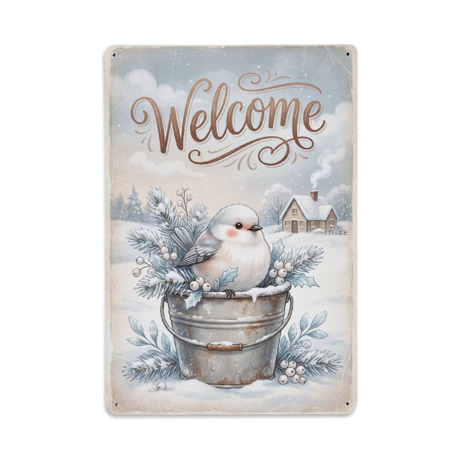 Cxhjca 8X12inch(20X30cm) Vintage Welcome Snowbird Holiday Cheer（1） Metal Tin Sign