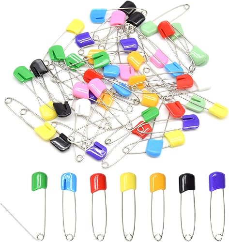 50 pasadores de seguridad de 2.126 in2.2 pulgadas para pañales, cabeza de plástico, acero inoxidable con cierres de bloqueo, pasadores de pañales