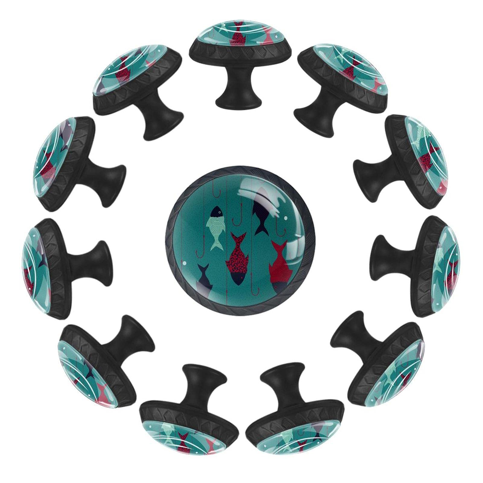 Boutons de tiroir poisson style japonais lot de 12 pièces 35mm pour poignée meuble commode enfant